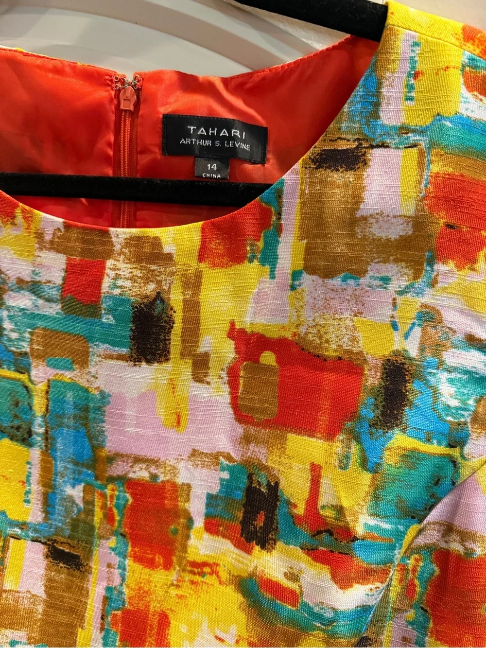 Tahari ASL Multicolor Abstract Watercolor Print Mini Dress Womens 14 - Picture 5 of 8